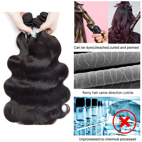 Body Wave Hair Bundles, Brazilian Virgin Human Natural Hair, 10inch-30inch