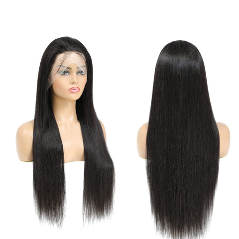 5x5 Lace Front Wigs, Straight Human Natural Hairs, 180% Density, Pre Plucked with Baby Hair Natural Hairline, 16inch-30inch