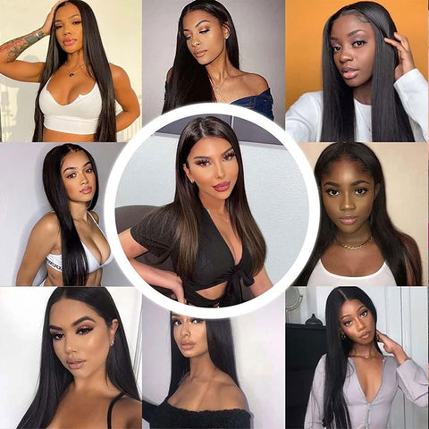 5x5 Lace Front Wigs, Straight Human Natural Hairs, 180% Density, Pre Plucked with Baby Hair Natural Hairline, 16inch-30inch