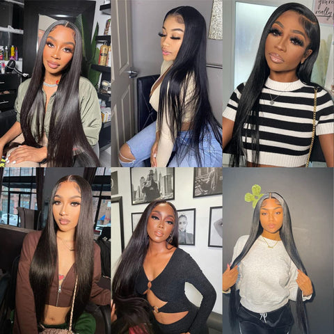 13x6 Lace Front Wigs, Straight Human Natural Hairs, 180% Density, Pre Plucked with Baby Hair Natural Hairline, 16inch-30inch
