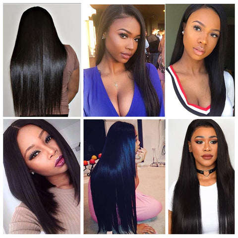 360 Lace Front Wigs, Straight Human Natural Hairs, 180% Density, Pre Plucked with Baby Hair Natural Hairline, 16inch-30inch