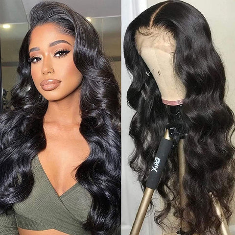 4x4 Lace Front Wigs, Body Wave Human Natural Hairs, 180% Density, Pre Plucked with Baby Hair Natural Hairline, 16inch-30inch