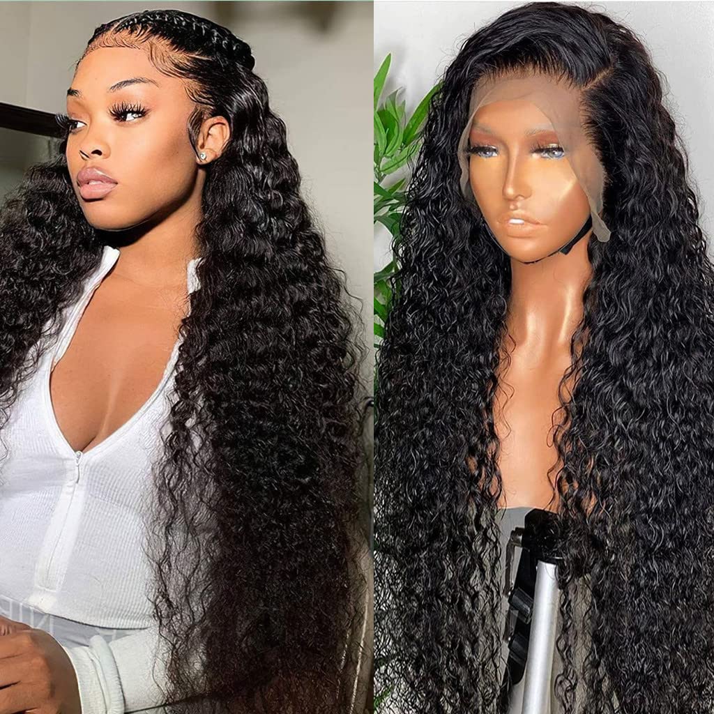 13x4 Lace Front Wigs, Water Wave Human Natural Hairs, 180% Density, Pre Plucked with Baby Hair Natural Hairline, 16inch-30inch
