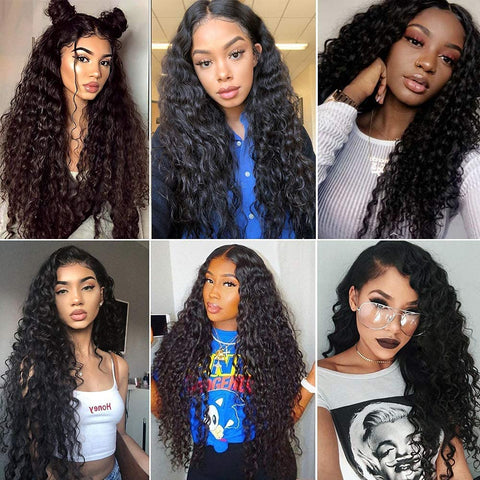 13x6 Lace Front Wigs, Water Wave Human Natural Hairs, 180% Density, Pre Plucked with Baby Hair Natural Hairline, 16inch-30inch