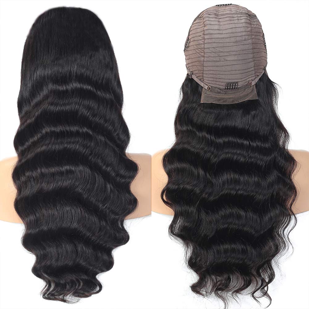 4x4 Lace Front Wigs, Loose Deep Wave Human Natural Hairs, 180