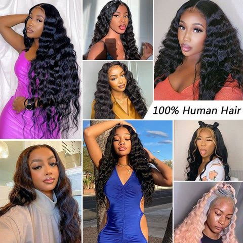 5x5 Lace Front Wigs, Loose Deep Wave Human Natural Hairs, 180% Density, Pre Plucked with Baby Hair Natural Hairline, 16inch-30inch