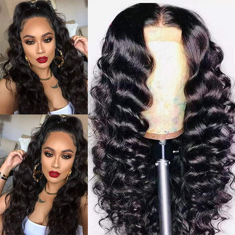 13x6 Lace Front Wigs, Loose Deep Wave Human Natural Hairs, 180% Density, Pre Plucked with Baby Hair Natural Hairline, 16inch-30inch