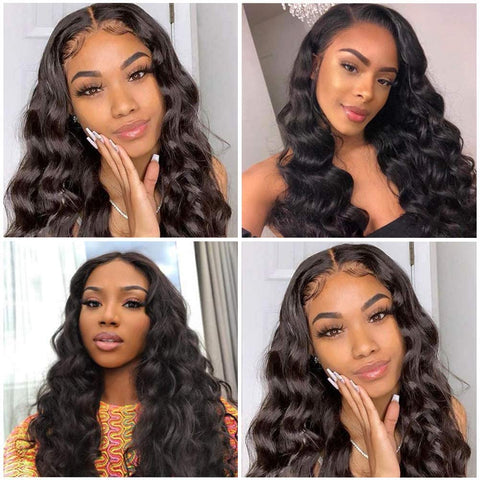 13x6 Lace Front Wigs, Loose Deep Wave Human Natural Hairs, 180% Density, Pre Plucked with Baby Hair Natural Hairline, 16inch-30inch